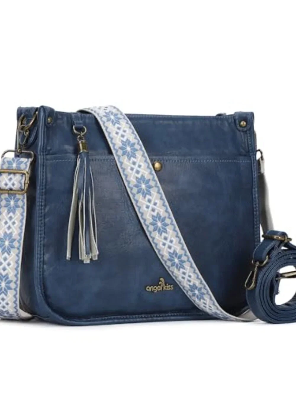 Vegan Leather Hobo Crossbody Bag with Guitar Strap Tassel Design